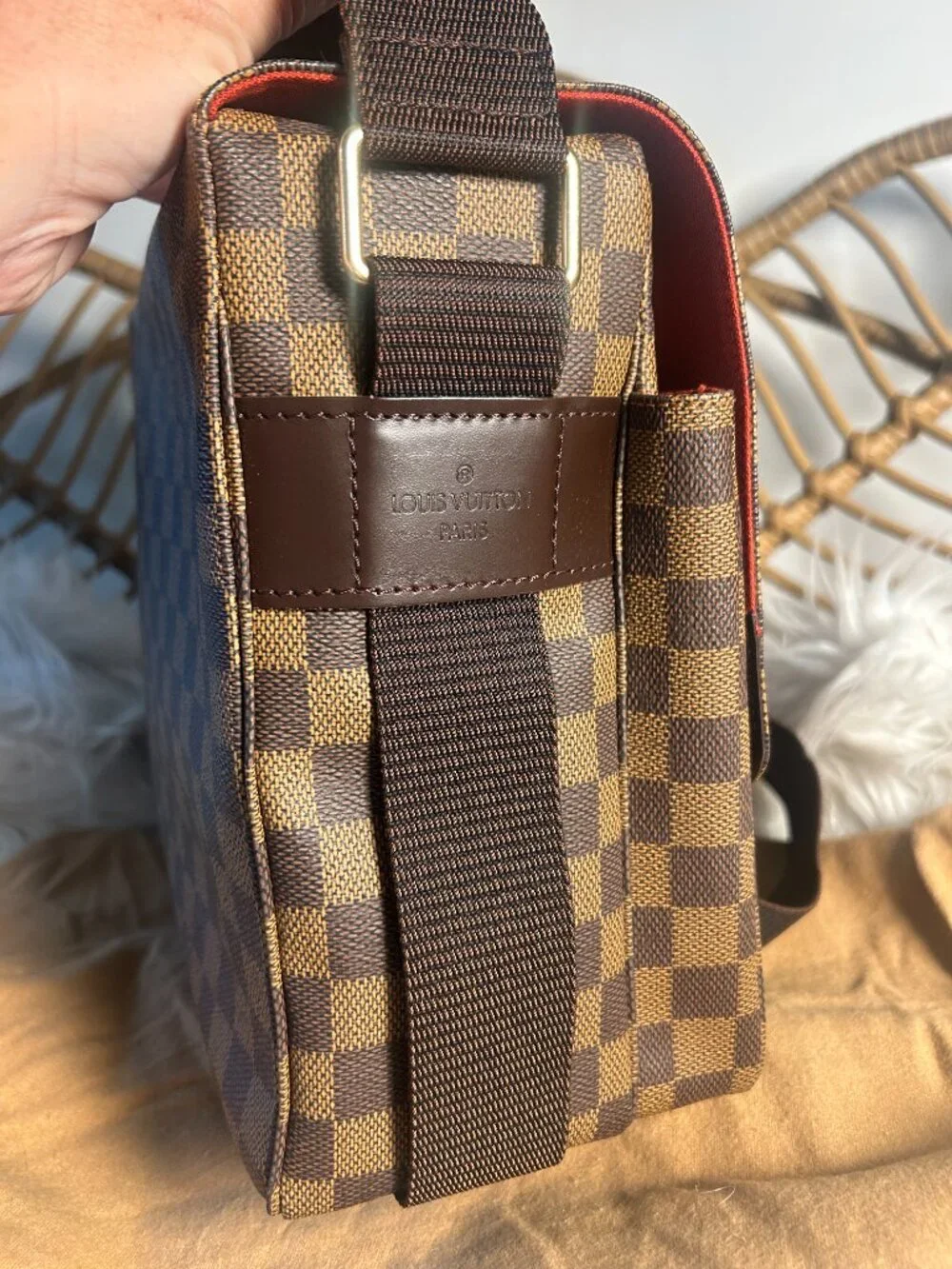 Louis Vuitton Broadway Bag in Damier Ebene & dust bag